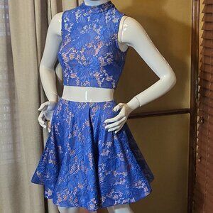 Dance Prom Blue 2 Piece Skirt & Top JODI KRISTOPHER sz 1